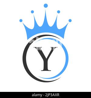 Modello con logo lettera Y Crown. Logo Royal Crown segno di lusso per la bellezza, la moda, la stella, simbolo elegante Illustrazione Vettoriale