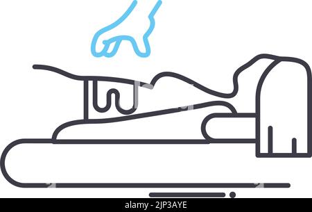 Icona della linea di massaggio addominale, simbolo di contorno, illustrazione vettoriale, segnale concettuale Illustrazione Vettoriale