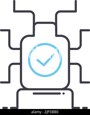 bug fixing linea icona, simbolo contorno, illustrazione vettore, concetto segno Illustrazione Vettoriale