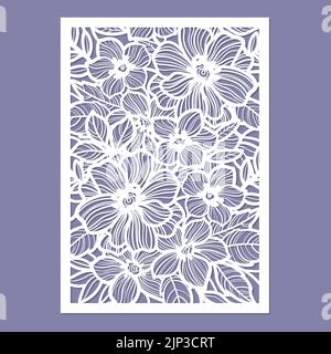 Dima per taglio laser. Layout cartolina con fiori. Vettore Illustrazione Vettoriale