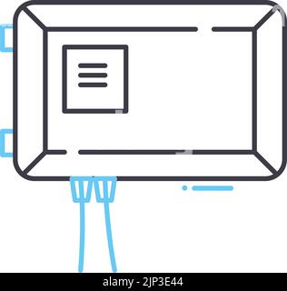 icona della linea di backup della batteria, simbolo di contorno, illustrazione vettoriale, segnale concettuale Illustrazione Vettoriale