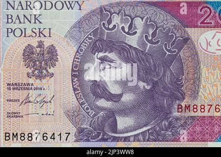 20 banconota zloty lucidata per il design Foto Stock