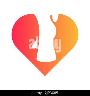Concetto di logo per la cura dei piedi con forma a cuore o a forma d'amore. Logo per la chirurgia e il trattamento dei piedi Illustrazione Vettoriale