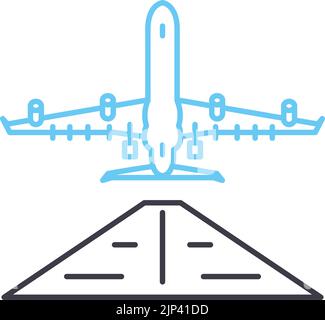 icona della linea di volo dell'aereo, simbolo di contorno, illustrazione vettoriale, segnale concettuale Illustrazione Vettoriale