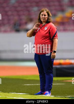 San Jose, Costa Rica. 14th ago, 2022. San Jose, Costa Rica, 14th 2022 agosto: Allenatore capo degli Stati Uniti Tracey Kevins durante la partita di calcio della Coppa del mondo di donne FIFA U20 Costa Rica 2022 tra Stati Uniti e Paesi Bassi all'Estadio Nacional di San Jose, Costa Rica. (Daniela Porcelli/SPP) Credit: SPP Sport Press Photo. /Alamy Live News Foto Stock