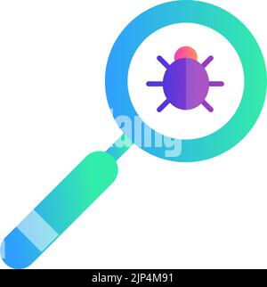 Ricerca bug con lente di ingrandimento vettore malware trovare Illustrazione Vettoriale