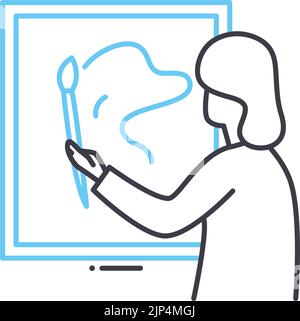 icona della linea della terapia d'arte, simbolo del contorno, illustrazione vettoriale, simbolo del concetto Illustrazione Vettoriale