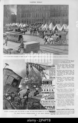 I grandi scioperi ferroviari - scene in e circa Chicago Foto Stock