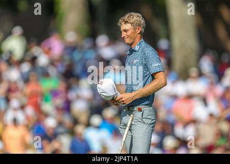 14 agosto 2022: Will Zalatoris sul green 18th del suo ultimo round del torneo di golf FedEx St. Jude Championship al TPC Southwind di Memphis, TN. Terreno grigio Siegel/Cal Sport Foto Stock