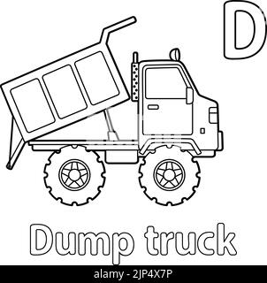 Dump Truck Alphabet ABC colorazione pagina D Illustrazione Vettoriale