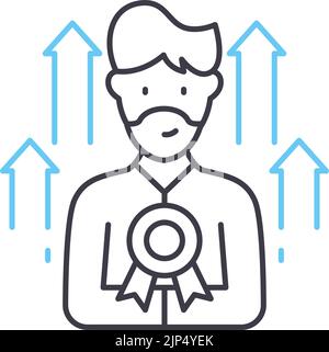 icona della linea di gestione migliore, simbolo di contorno, illustrazione vettoriale, segnale concettuale Illustrazione Vettoriale