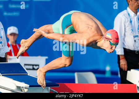 ROMA, ITALIA - 15 AGOSTO: Volodymyr Lisovets di Ucraina durante il 50m° periodo di astinenza maschile all'European Aquatics Roma 2022 allo Stadio del Nuoto il 15 agosto 2022 a Roma (Foto di Nikola Krstic/Orange Pictures) Foto Stock