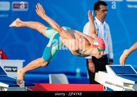 ROMA, ITALIA - 15 AGOSTO: Volodymyr Lisovets di Ucraina durante il 50m° periodo di astinenza maschile all'European Aquatics Roma 2022 allo Stadio del Nuoto il 15 agosto 2022 a Roma (Foto di Nikola Krstic/Orange Pictures) Foto Stock