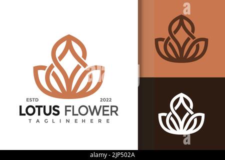 Un disegno vettoriale del logotipo con il fiore di loto Illustrazione Vettoriale