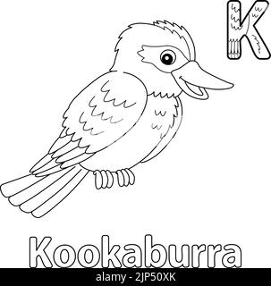 Kookaburra Alphabet ABC colorazione pagina K Illustrazione Vettoriale