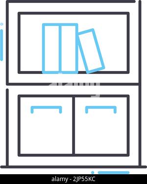 icona della linea del file cabinet, simbolo di contorno, illustrazione vettoriale, segnale concettuale Illustrazione Vettoriale