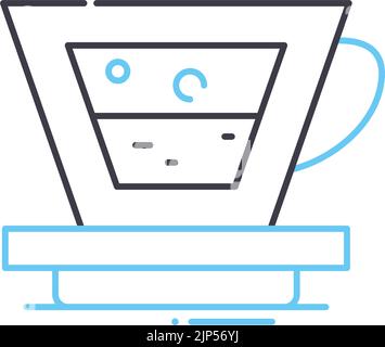 icona della linea temporale di pausa caffè, simbolo di contorno, illustrazione vettoriale, segnale concettuale Illustrazione Vettoriale