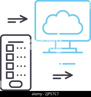 icona della linea di riserva dei dati, simbolo di contorno, illustrazione vettoriale, segnale concettuale Illustrazione Vettoriale