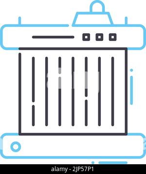 icona della linea del radiatore per auto, simbolo di contorno, illustrazione vettoriale, segnale concettuale Illustrazione Vettoriale