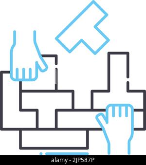 icona della linea di co-creazione, simbolo di contorno, illustrazione vettoriale, simbolo concettuale Illustrazione Vettoriale