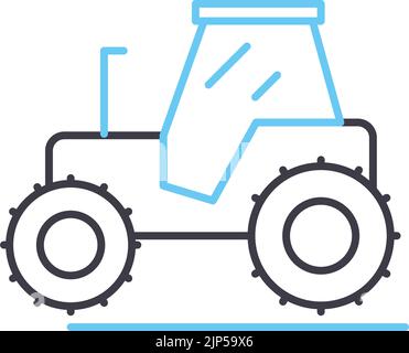 icona della linea del trattore agricolo, simbolo di contorno, illustrazione vettoriale, segnale concettuale Illustrazione Vettoriale