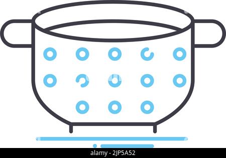 icona della linea del colander, simbolo del contorno, illustrazione vettoriale, segnale concettuale Illustrazione Vettoriale