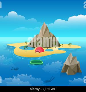 Immersioni sull'isola Illustrazione Vettoriale
