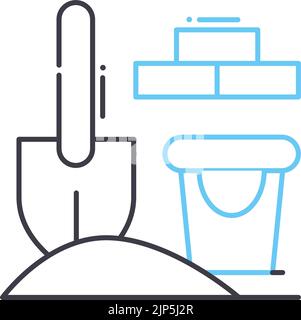 icona della linea dei materiali da costruzione, simbolo del contorno, illustrazione vettoriale, simbolo del concetto Illustrazione Vettoriale
