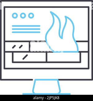 icona della linea firewall, simbolo di contorno, illustrazione vettoriale, simbolo concettuale Illustrazione Vettoriale