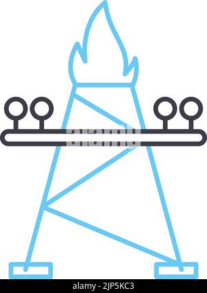 icona della linea del carro di perforazione, simbolo di contorno, illustrazione vettoriale, segnale concettuale Illustrazione Vettoriale