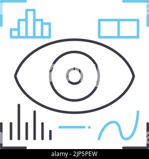 icona della linea di scansione degli occhi, simbolo del contorno, illustrazione vettoriale, segnale concettuale Illustrazione Vettoriale