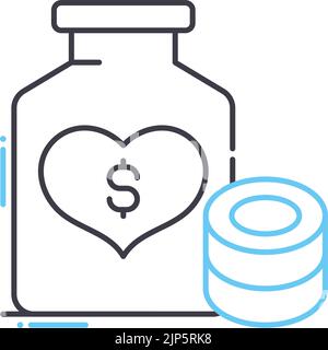 icona della linea di beneficenza, simbolo del contorno, illustrazione vettoriale, simbolo del concetto Illustrazione Vettoriale