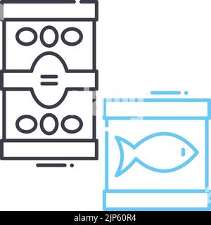 icona della linea di prodotti alimentari caned, simbolo del contorno, illustrazione vettoriale, segnale concettuale Illustrazione Vettoriale