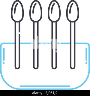 icone linea bastoncini di cotone, simbolo di contorno, illustrazione vettoriale, segnale concettuale Illustrazione Vettoriale