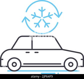 icona della linea di climatizzazione dell'auto, simbolo di contorno, illustrazione vettoriale, segnale concettuale Illustrazione Vettoriale