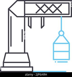 icona della linea di gru, simbolo di contorno, illustrazione vettoriale, segnale concettuale Illustrazione Vettoriale