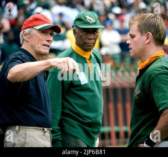 CLINT EASTWOOD, Morgan Freeman, matt damon, INVICTUS, 2009 Foto Stock