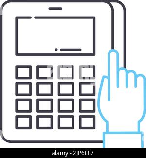 icona della linea della calcolatrice, simbolo del contorno, illustrazione vettoriale, simbolo del concetto Illustrazione Vettoriale