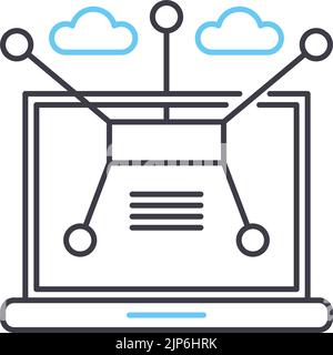 icona della linea di rete del computer, simbolo di contorno, illustrazione vettoriale, segnale concettuale Illustrazione Vettoriale