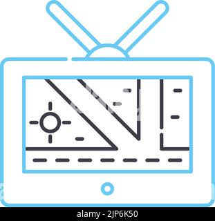 icona della linea del monitor drone, simbolo del contorno, illustrazione vettoriale, segnale concettuale Illustrazione Vettoriale