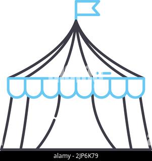 icona della linea della tenda circo, simbolo del contorno, illustrazione vettoriale, segnale concettuale Illustrazione Vettoriale