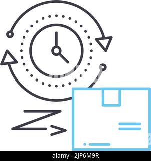 icona della linea di consegna rapida, simbolo di contorno, illustrazione vettoriale, segnale concettuale Illustrazione Vettoriale