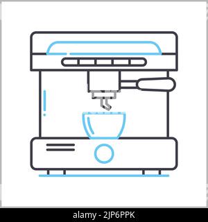 icona della linea della macchina per il caffè, simbolo del contorno, illustrazione vettoriale, segnale concettuale Illustrazione Vettoriale