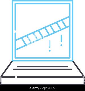 icona della linea della scena cyber crime, simbolo del contorno, illustrazione vettoriale, segnale concettuale Illustrazione Vettoriale