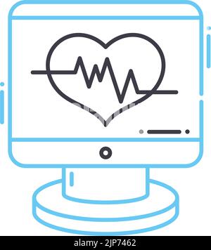 icona della linea di tracciato ecg, simbolo del contorno, illustrazione del vettore, simbolo del concetto Illustrazione Vettoriale