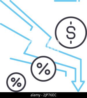 icona della linea di ammortamento economico, simbolo di contorno, illustrazione vettoriale, simbolo del concetto Illustrazione Vettoriale