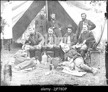 La penisola, va. Lo staff del Gen. Fitz-John Porter; LTS. William G. Jones e George A. Custer si inclinano Foto Stock