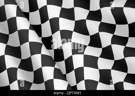 Chequered flag 3D illustrazione vento ondle corsa motore Foto Stock