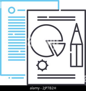 icona della riga di gestione del contenuto, simbolo di contorno, illustrazione vettoriale, simbolo concettuale Illustrazione Vettoriale