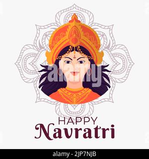 Illustrazione di Navratri felice disegnata a mano Illustrazione Vettoriale